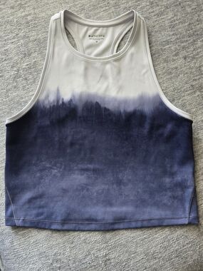 Athleta White to Navy Ombre Racerback Crop Tank